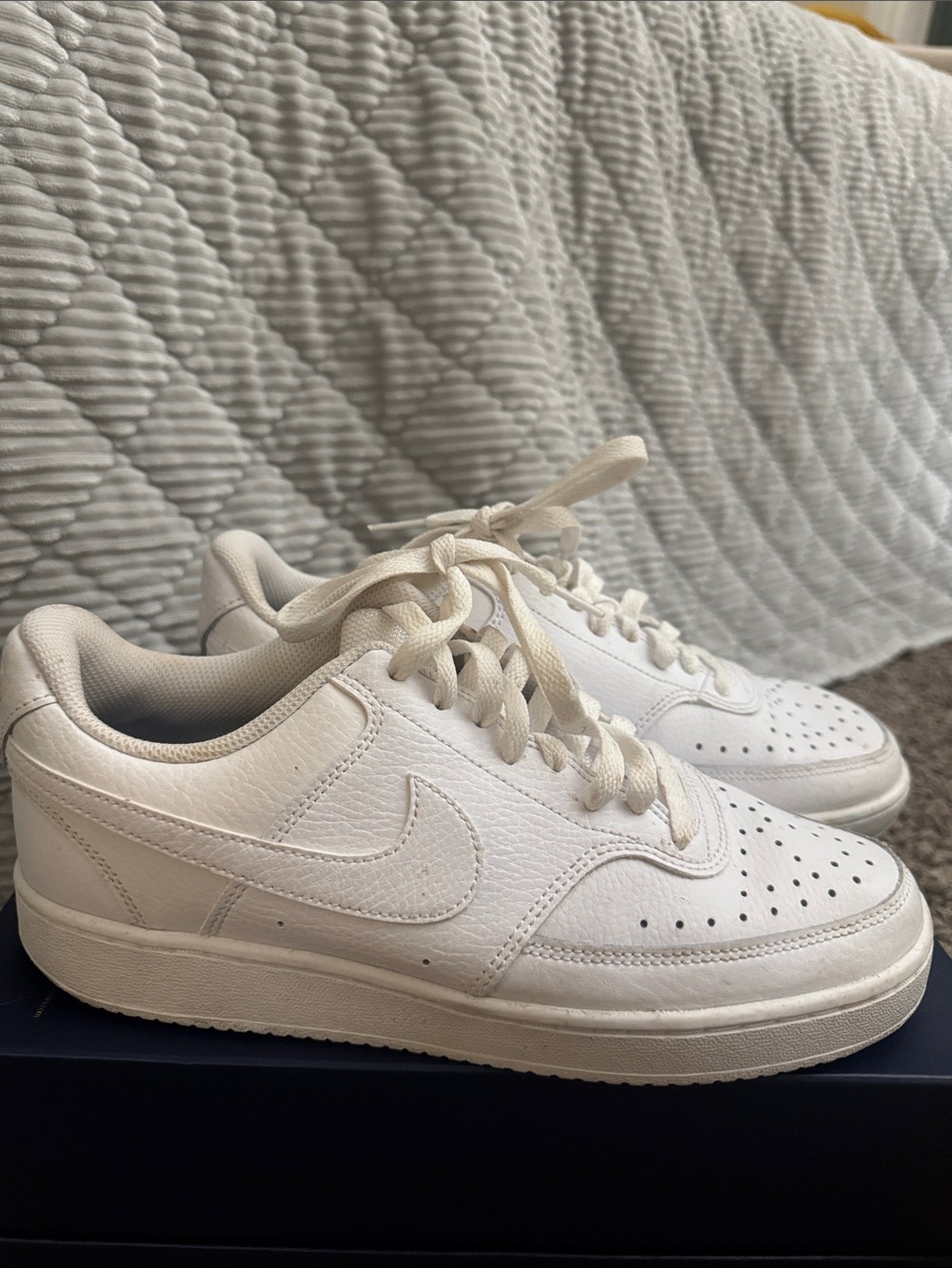 Nike Women's All-White Leather Low-Top Sneakers